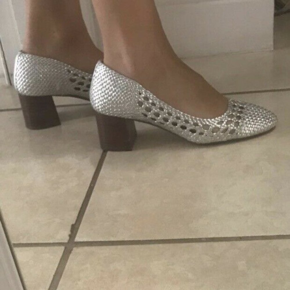 Mango woven silver pumps, mid heel EU size 37 - Picture 3 of 6